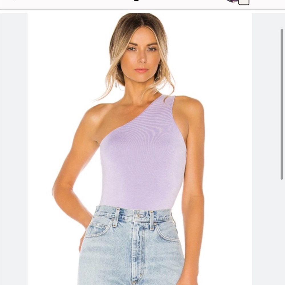 Superdown Devonne One Shoulder Bodysuit in Lavender